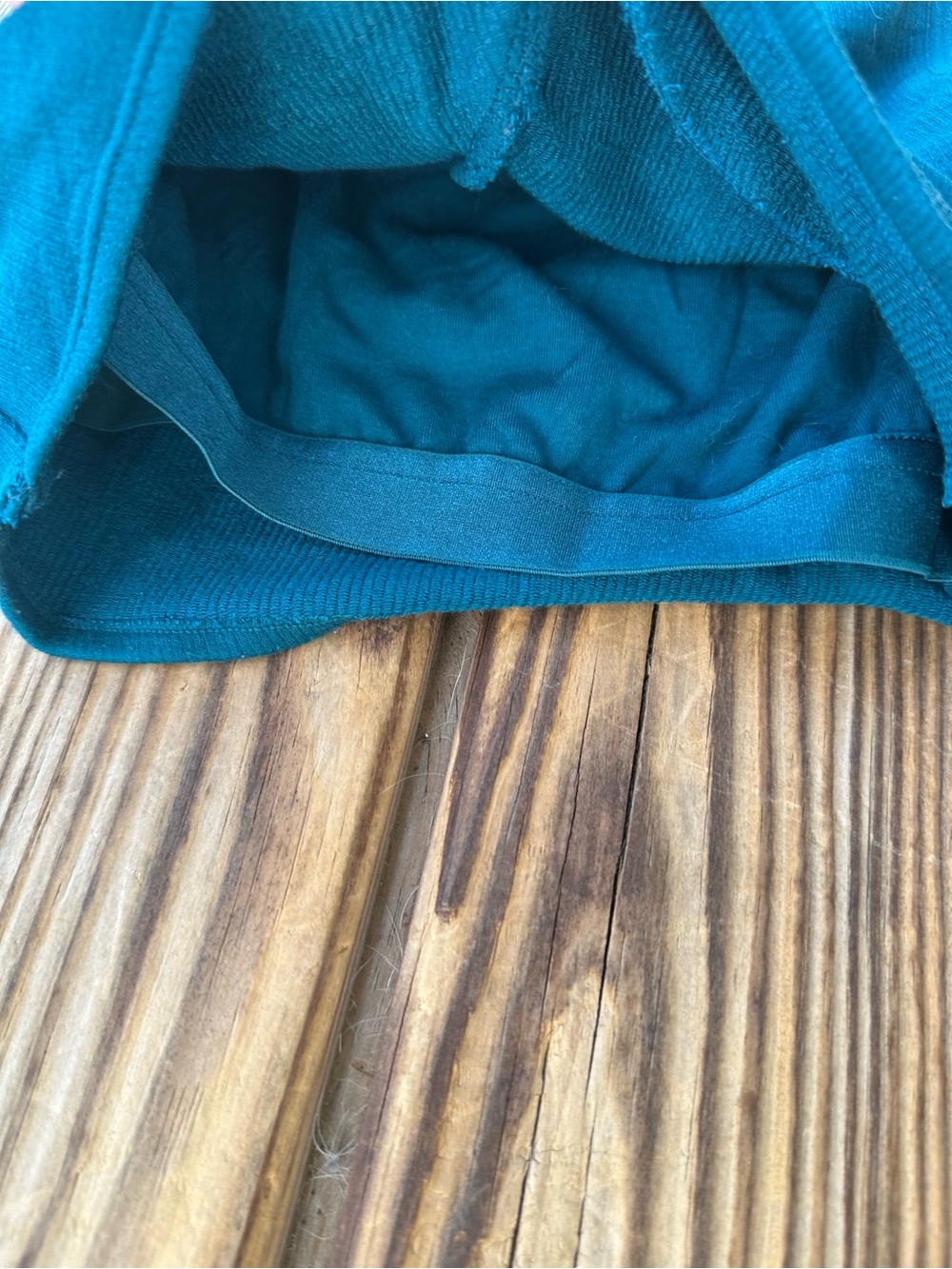 Fabletics Teal Ribbed Twist-Front Racerback Crop Top - Picture 3 of 3